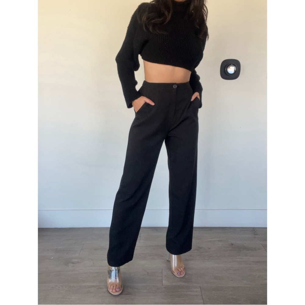 BLACK ELASTICATED PANTS